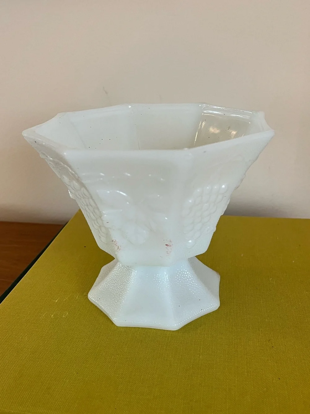 White Milk Glass Compote Vase